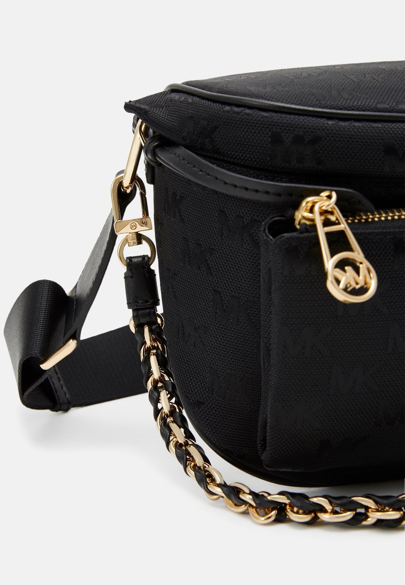 Michael Kors Black Leather Waist Bag with Gold Chain Accent Michael Kors Black Belt Bag Fanny Pack Chunky Gold Chain  main image 3