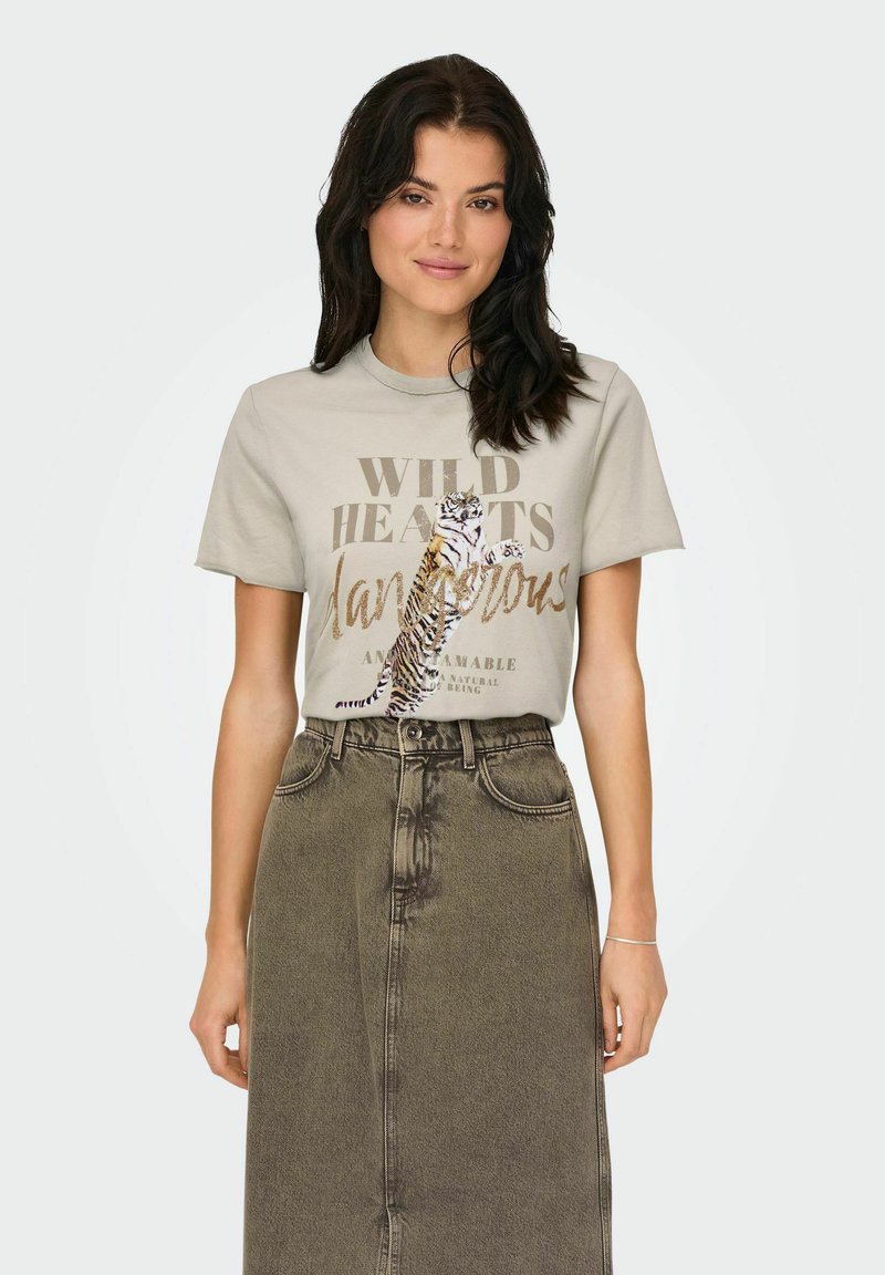 ONLY ONLLUCY LIFE REG S/S JRS NOOS - Camiseta estampada - hellbraun
