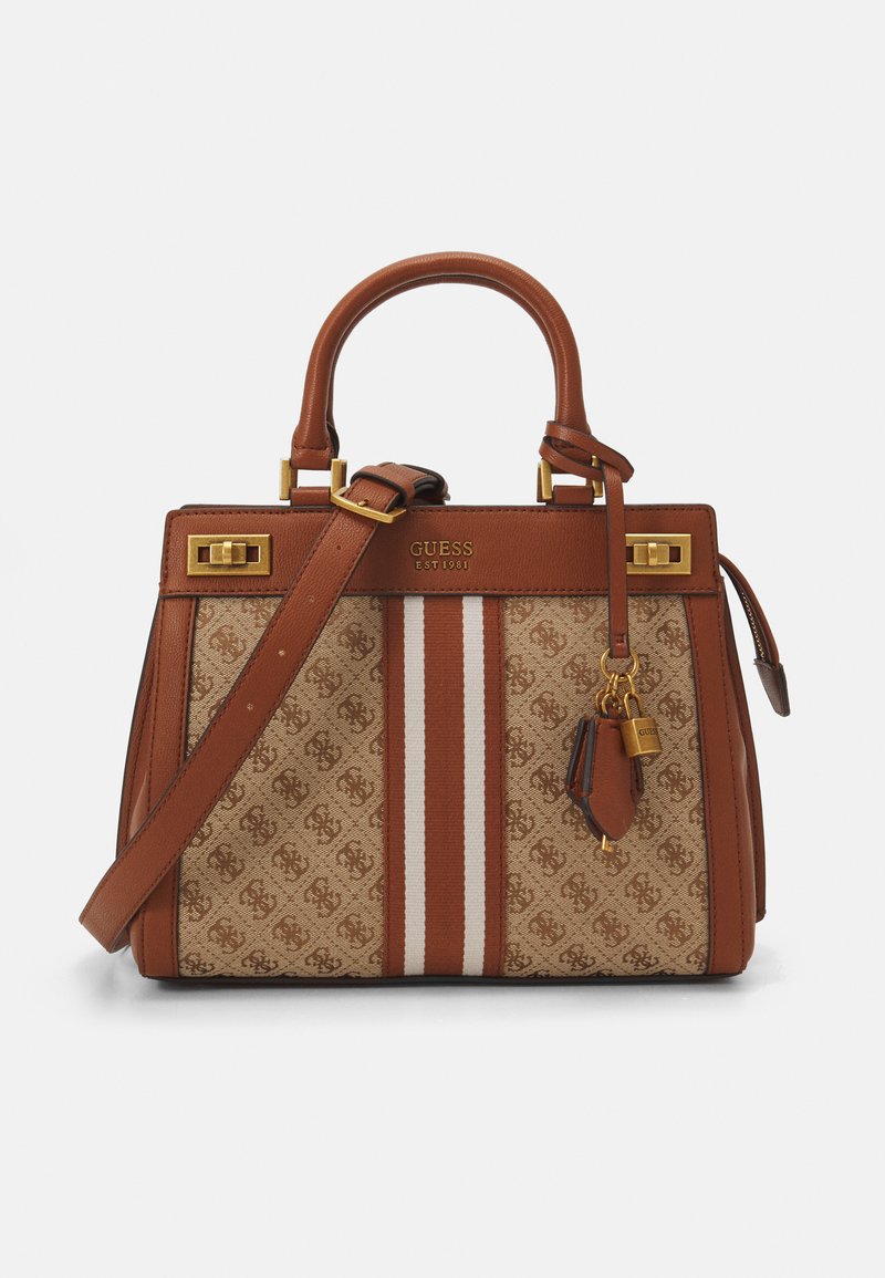 Guess KATEY LUXURY SATCHEL Handbag latte logo/cognac/brown