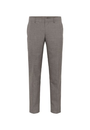 Hallid, kohandatud püksid tekstuuriga kangast, slim fit lõikega, küljetaskute ja lapikute ees.