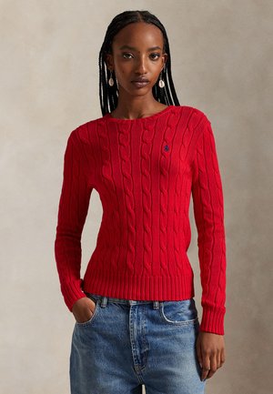 CABLE-KNIT COTTON CREWNECK SWEATER - Maglione - rl2000 red