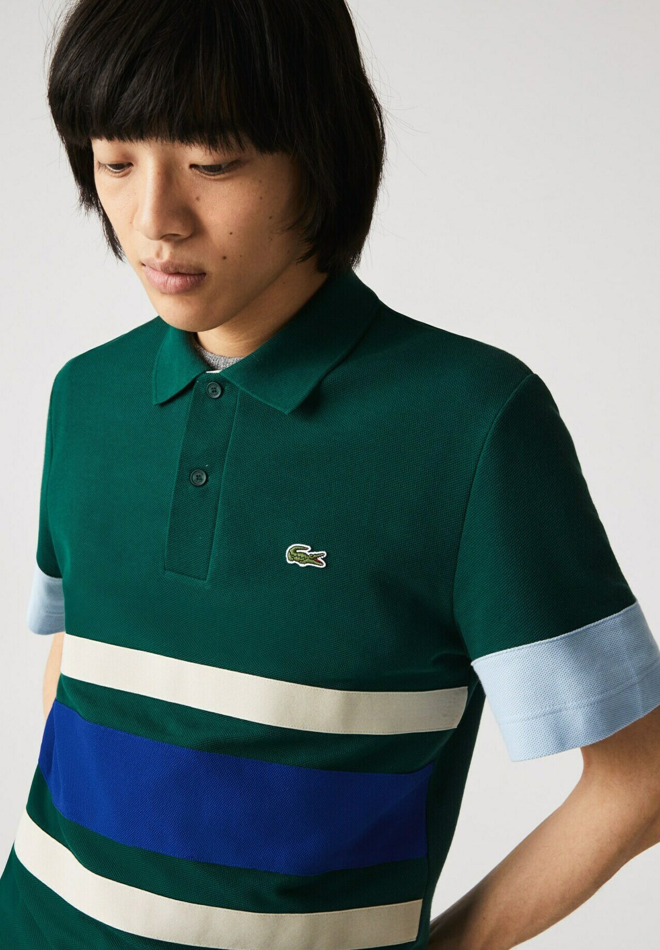Lacoste HEREN KORTE MOUW - Poloshirt - vert / beige / bleu / bleu  clair/groen - Zalando.nl