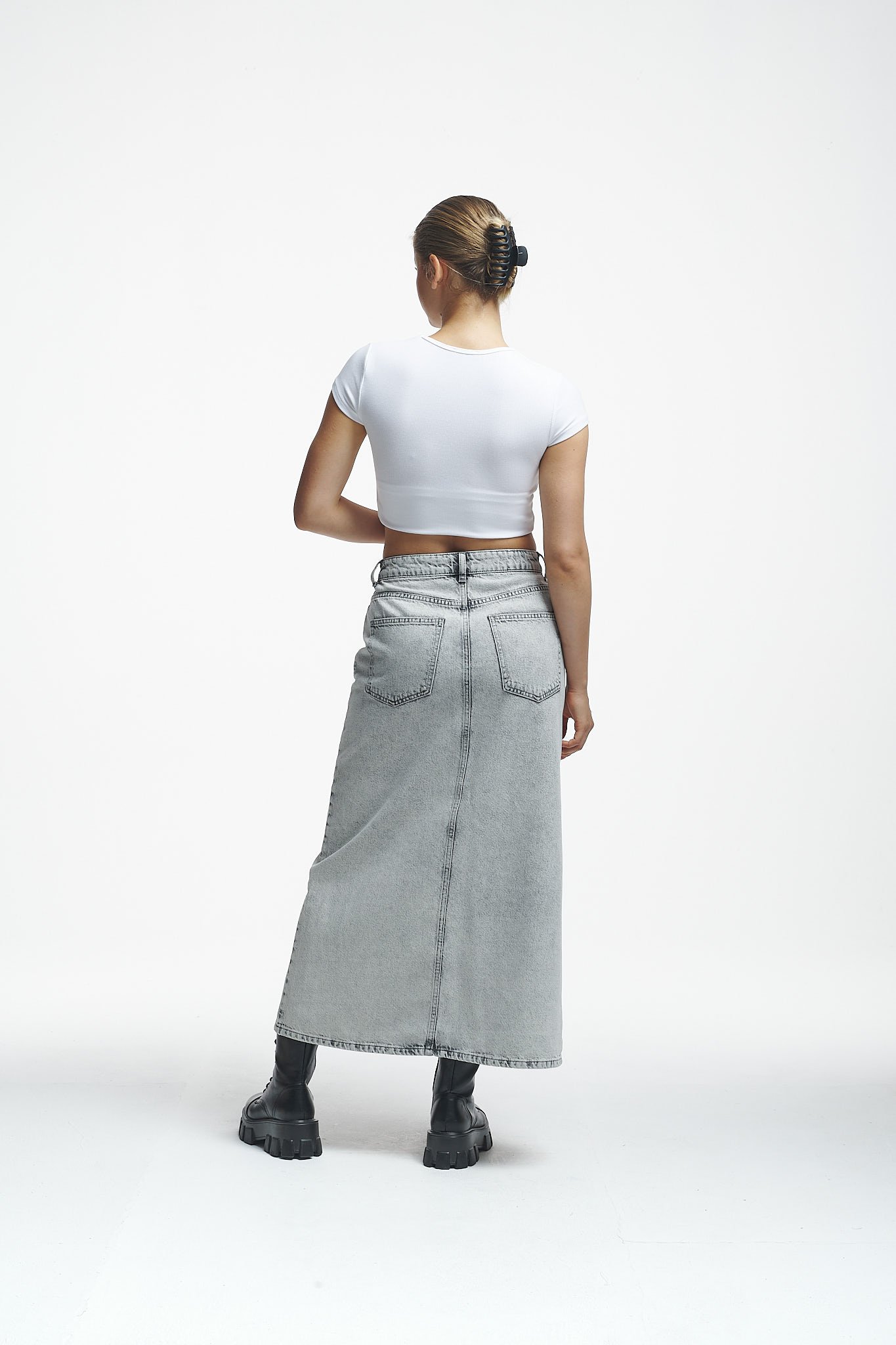 2Y Studios MIRIEL SKIRT - Denim skirt - ice washed grey/grey denim