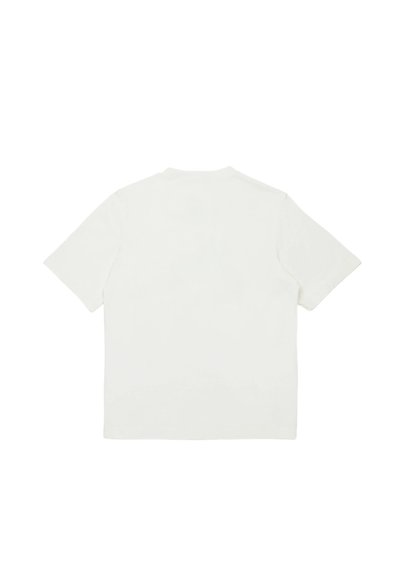 T-shirt blanc à manches courtes en coton doux. Présente un col rond et un dos uni sans motifs ni dessins visibles.