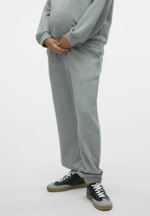 JOGGING LOCKER GESCHNITTEN - Pantaloni sportivi - light grey melange