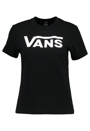 Sort bomulds t-shirt med et fremtrædende hvidt "VANS" logo på brystet. Korte ærmer, rund hals og glat tekstur.