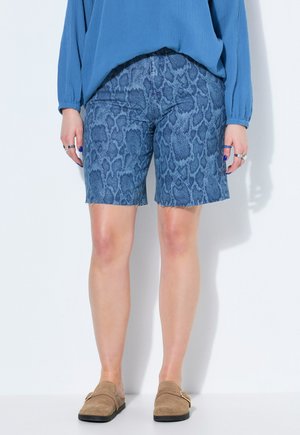 Studio Untold JEANS-SHORTS, WIDE LEGS, HIGH WAIST, SNAKE, 5-POCKET - Jeansshort - dark blue denim