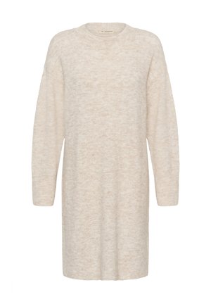 Bež kudumee kleit pika varrukaga, ümmarguse kaelusega ja pehme tekstuuriga. Omab lõdva istuvust ja minimalistikku disaini, ideaalne kihistamiseks.