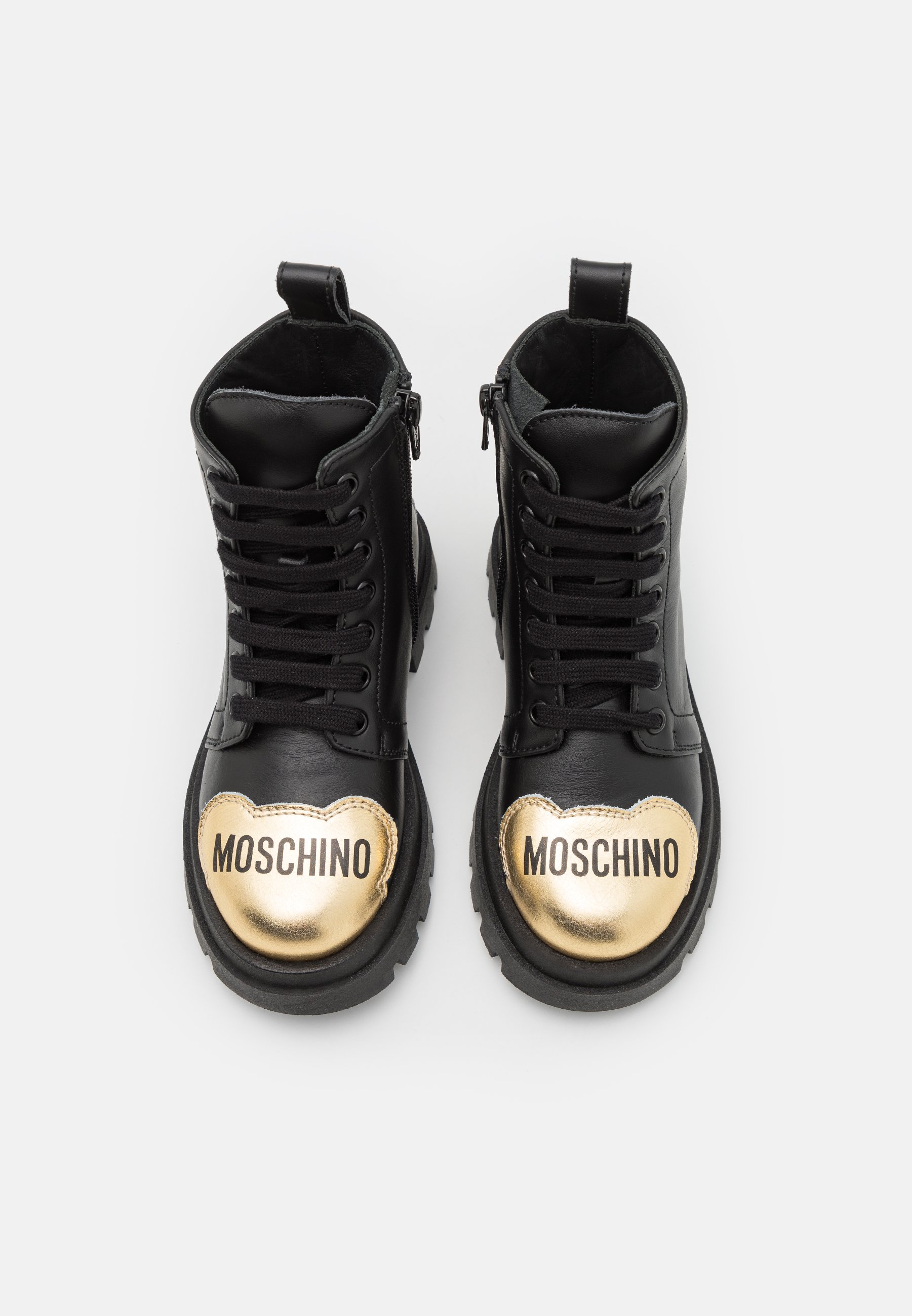 美品　MOSCHINO ブラック ハイカットスニーカー ゴールドロゴ Moschino Black & Gold Allover Logo Sneakers for Men | Lyst