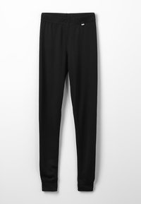 Leggings negri de sport cu un design ajustat, talie elastică și material texturat. Prezintă un logo mic lângă talie.