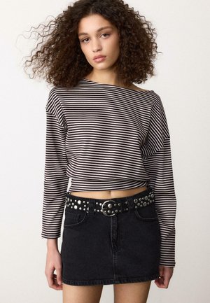 LONG SLEEVE BOAT NECK WITH STRIPED - Maglietta a manica lunga - dark brown