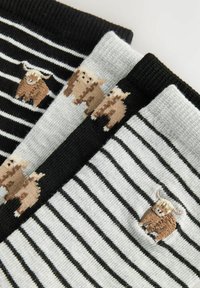 Next HAMISH THE HIGHLAND COW STRIPE ANKLE 4 PACK - Ponožky - monochrome