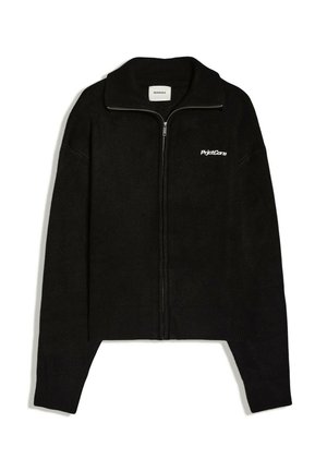 Bershka, BOXY FIT KNITTED ZIP-UP - JACKET - Gilet - black