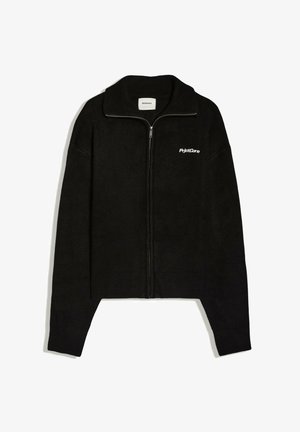 Bershka, BOXY FIT KNITTED ZIP-UP - JACKET - Gilet - black