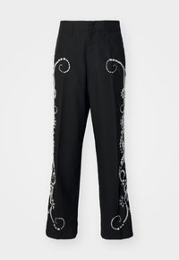 EMBROIDERED BAGGY PANTS - Auduma bikses - jet black