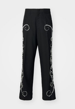 EMBROIDERED BAGGY PANTS - Trousers - jet black