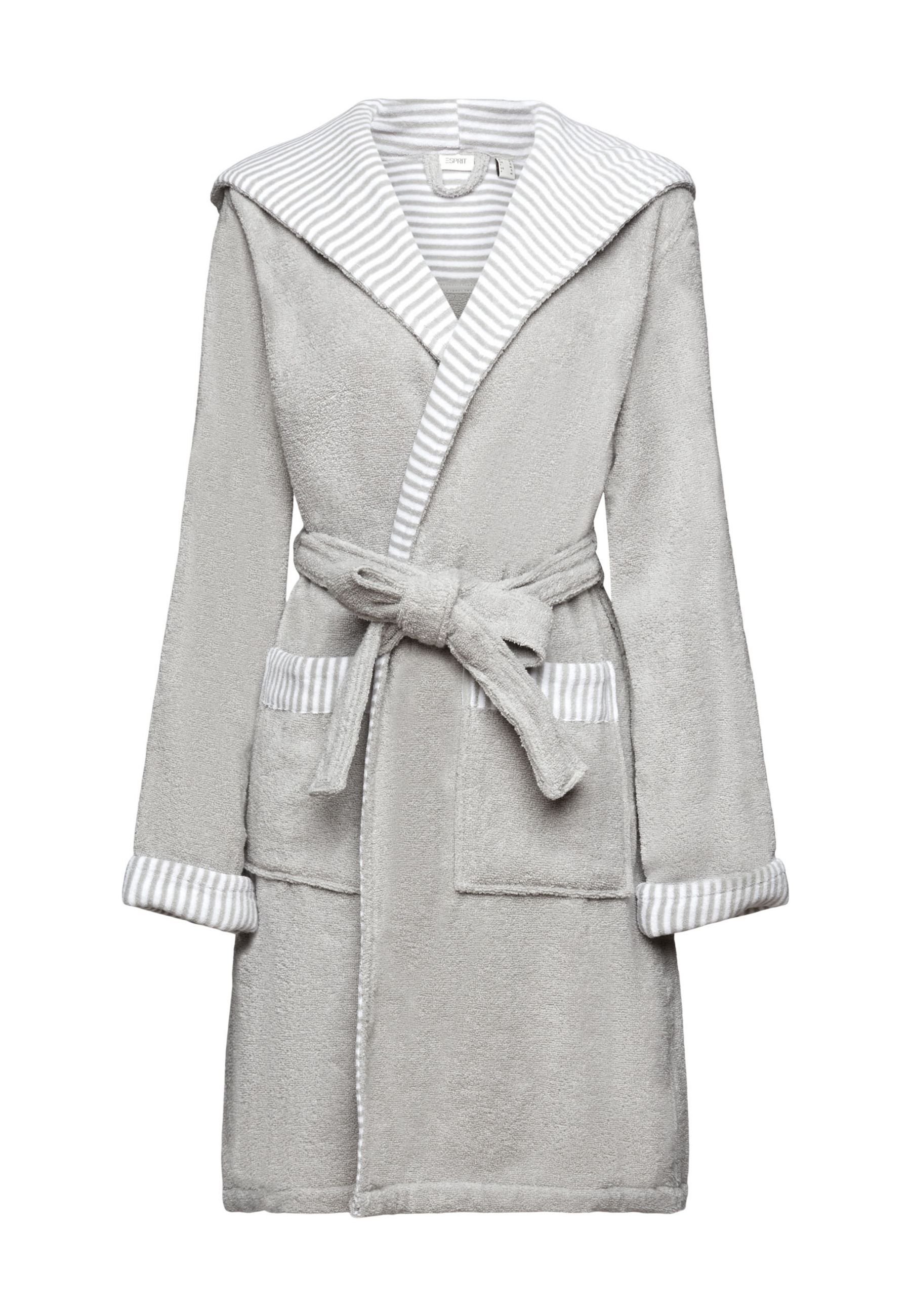 Esprit MIT STREIFEN Dressing gown stone/grey Zalando