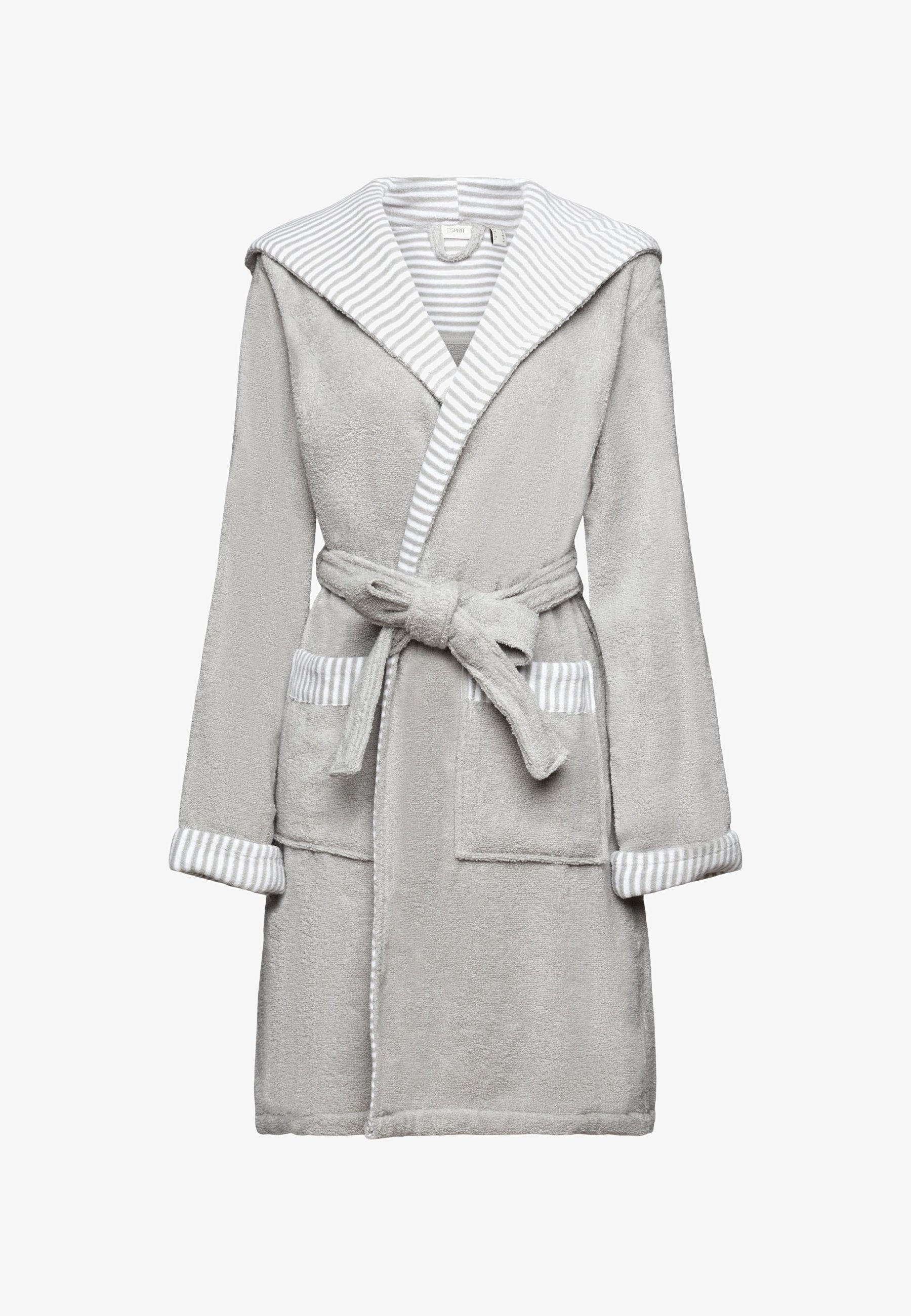Esprit MIT STREIFEN Dressing gown stone/grey Zalando