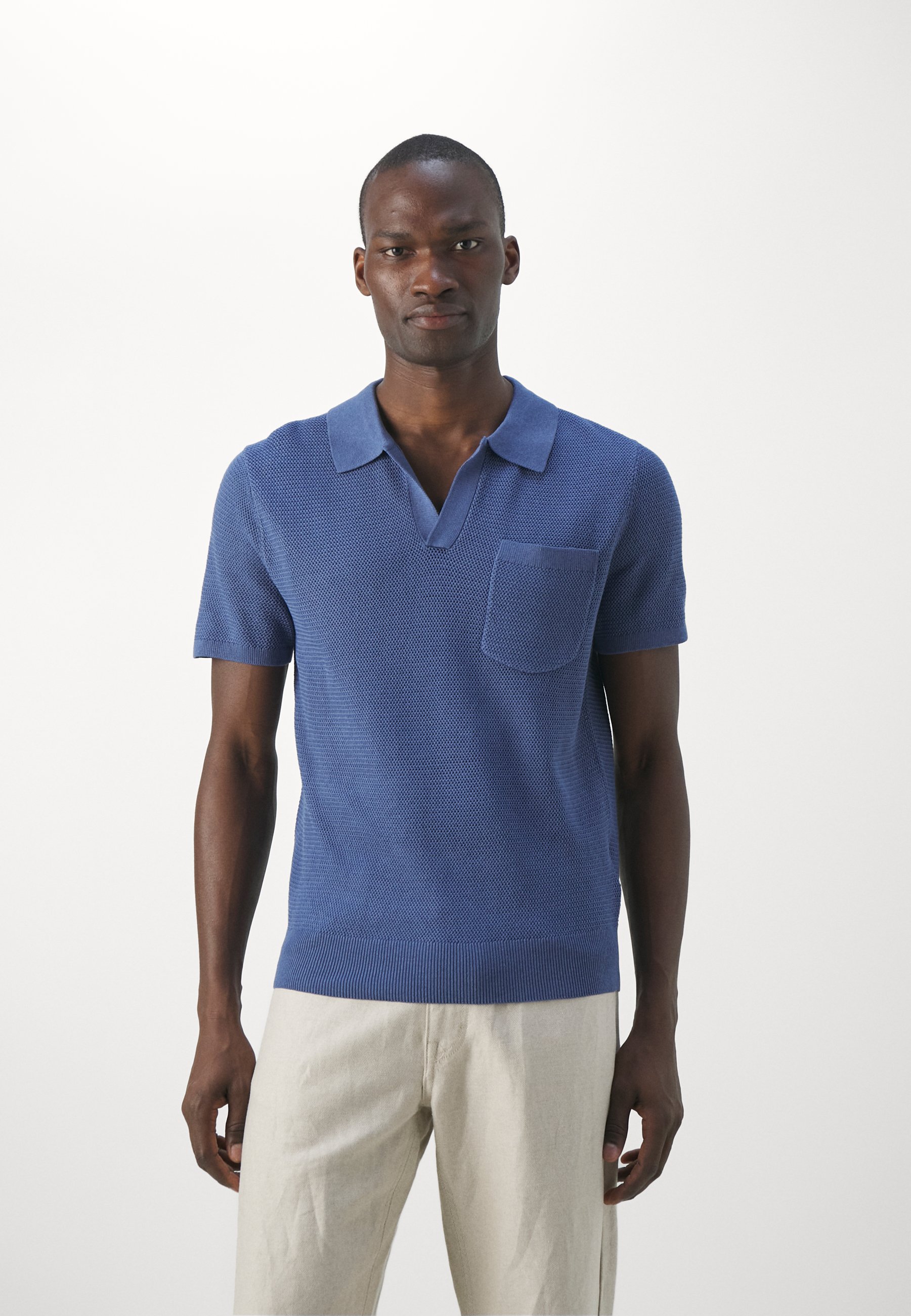 ◆ ◆ South Blue Black Logo Open Collar Polo Shor Lee SHORT SLEEVE REGULAR FIT - Polo shirt - navy/dark blue