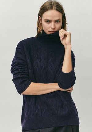 MIT ROLLKRAGEN  - Pullover - blue-black denim