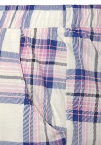 Katoenen shorts met een geruit patroon in blauw, roze en wit. Elastische tailleband met pocketdetail en een gladde textuur.