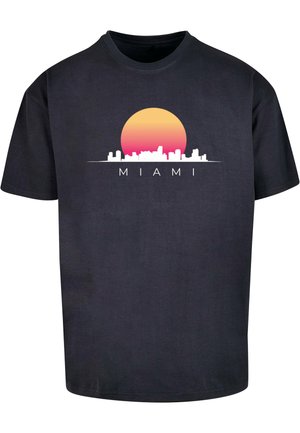 Merchcode, MIAMI  - Print T-shirt - navy