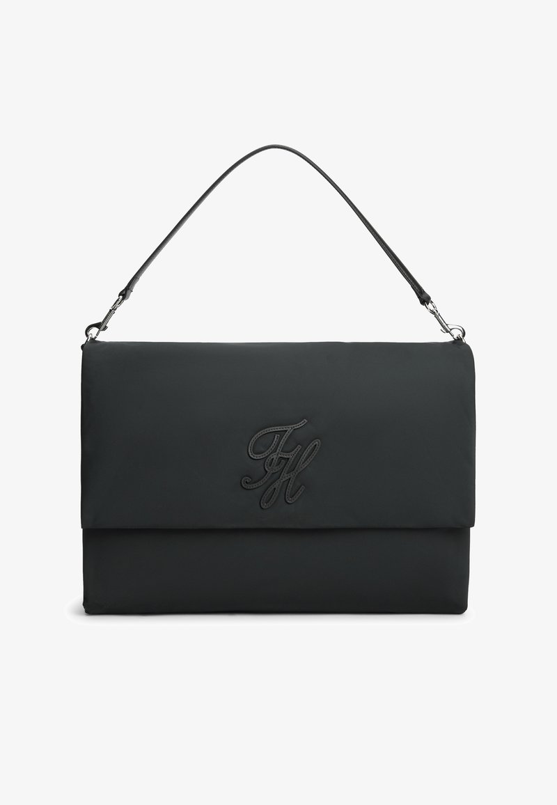 Tommy Hilfiger LOGO FLAP SHOULDER BAG - Shopping bag - black/nero ...