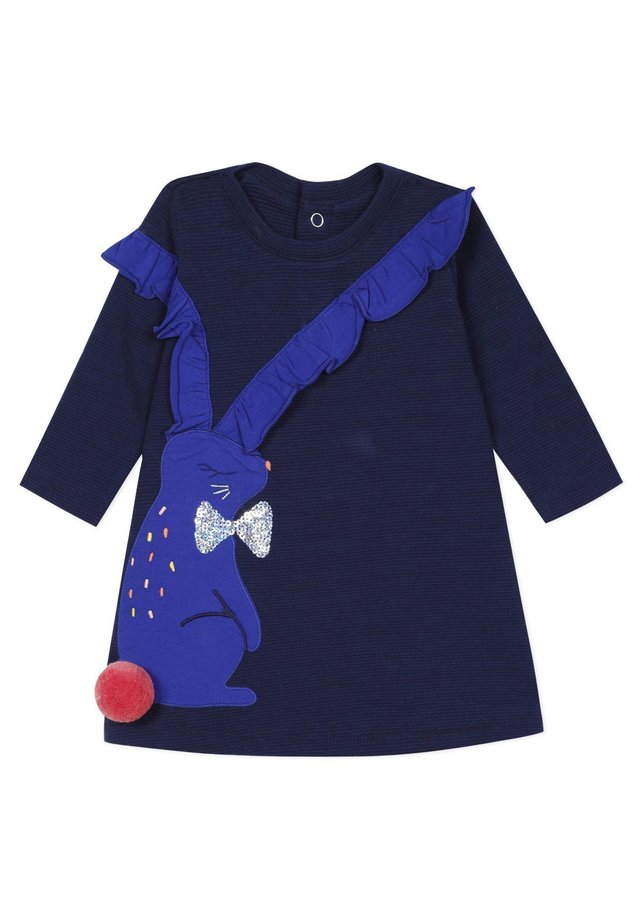 ROBE MAILLE À MOTIFS - Robe d'été - indigo