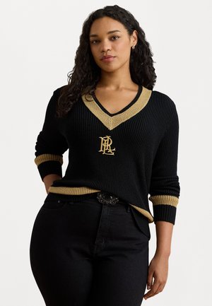 METALLIC TRIM CRICKET SWEATER - Pulóver - black/relic gold metallic