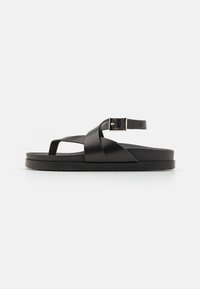 LEATHER - T-bar sandals - black