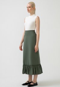 Touché Privé FRILLED POPLIN  - sukňa v tvare A - khaki