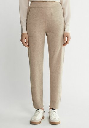 ULTRAFINE - Tracksuit bottoms - natürlich oat melange