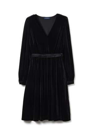 BLACK REGULAR FIT DRESS WITH BELT - Jurk - gunmetal