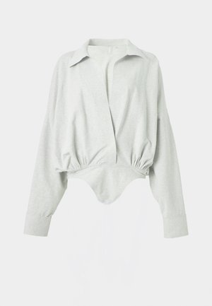 Norma Kamali SUPER OVERSIZED BOYFRIEND SHIRT BODYSUIT - Body - light heather grey