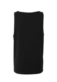Débardeur noir sans manches, design uni, encolure ronde, présenté à plat sur fond blanc, vue de dos.