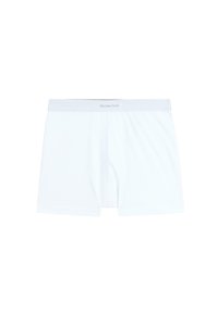 Boxer in cotone bianchi, con una morbida vita elastica grigia recante il logo "Massimo Dutti". Texture liscia, vestibilità standard.