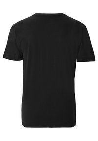 Sort kortærmet T-shirt, lavet af glat stof, med klassisk rund hals og almindelig pasform. Ingen synlige logoer eller mønstre.