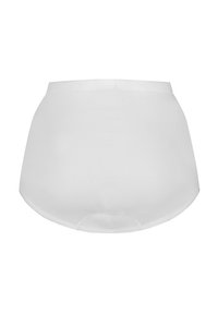 Culotte en coton blanc taille haute avec une texture lisse, un design sans couture et une taille discrète. Pas de motifs ni d'accents visibles.