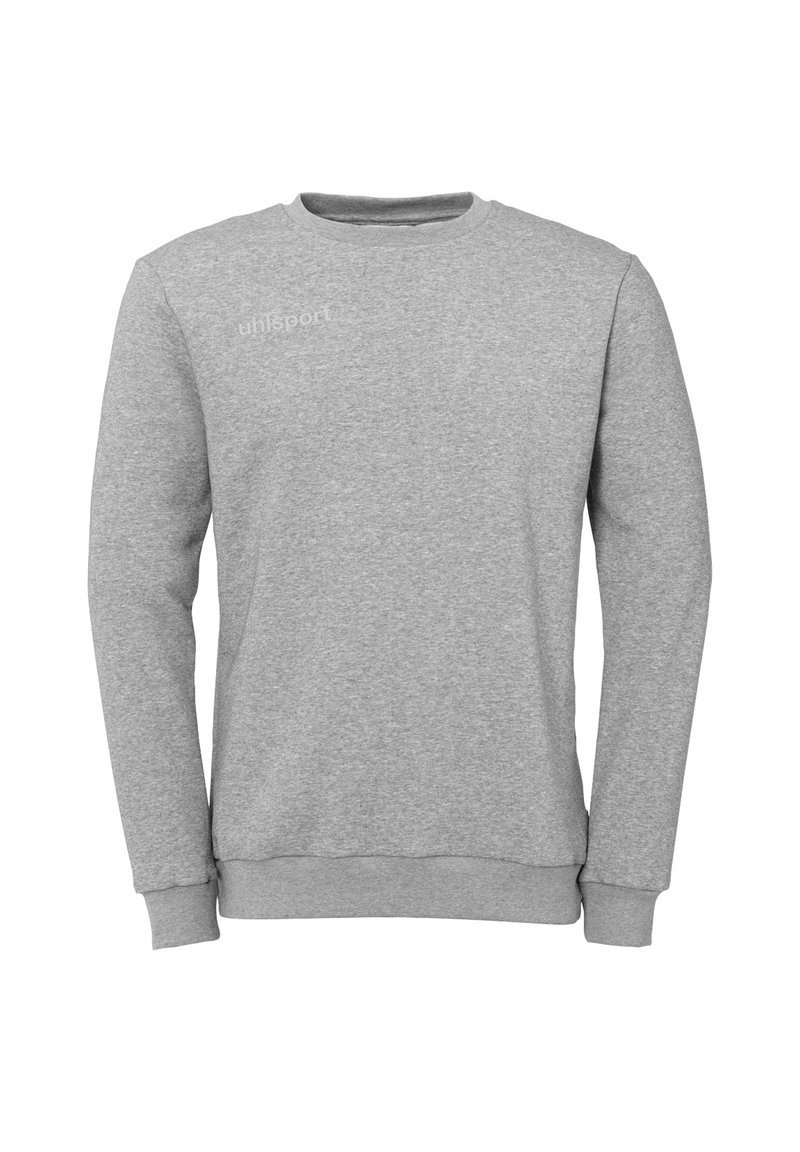 Grå sweatshirt lavet af blødt stof, med lange ærmer og rund halsudskæring. Indeholder et lille logo på forsiden.