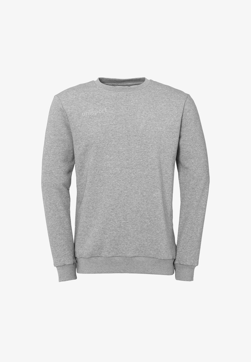 Grå sweatshirt lavet af blødt stof, med lange ærmer og rund halsudskæring. Indeholder et lille logo på forsiden.