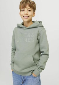 Jack & Jones Junior JJECORP LOGO HOOD - Mikina s kapucňou - iceberg green