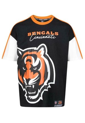 Sort og orange kortærmet T-shirt med et stort tiger grafik og teksten "BENGALS Cincinnati" i fed orange på forsiden.