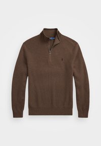 KNIT COTTON QUARTER ZIP JUMPER - Pullover - nutmeg brown heather