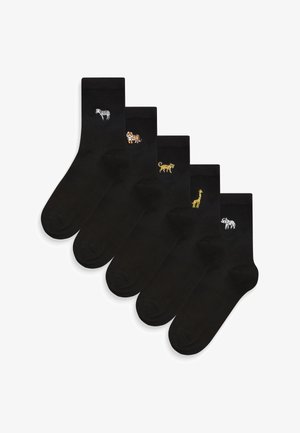 JUNGLE ANIMAL MOTIF 5 PACK - Socks - black