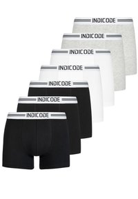 Set van zeven paar boxershorts in zwart, wit en grijs. Voorzien van elastische taillebanden met "INDICODE"-merk en een strakke pasvorm.