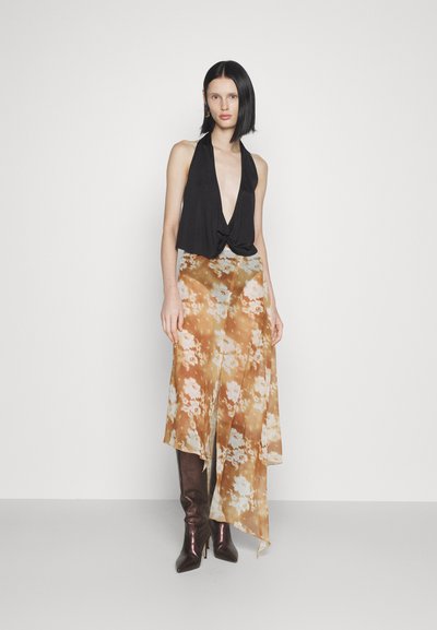 Ioannes SHAWL SKIRT - A-vonalú szoknya - sprayed lace ochre