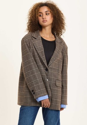 CHECKED - Short coat - brown