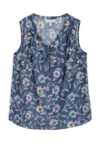 COBBS WELL - Top - linework floral pool blue