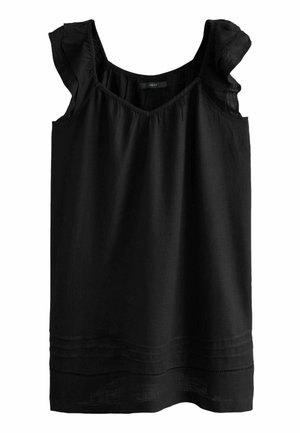 REGULAR FIT - V-NECK RUFFLE SLEEVE - Robe de jour - black