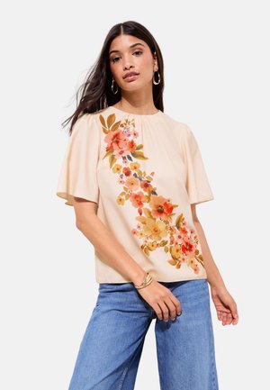 Friends Like These, REGULAR FIT - SHORT SLEEVE TIE BACK BLOUSE  . - Blouse - cream floral
